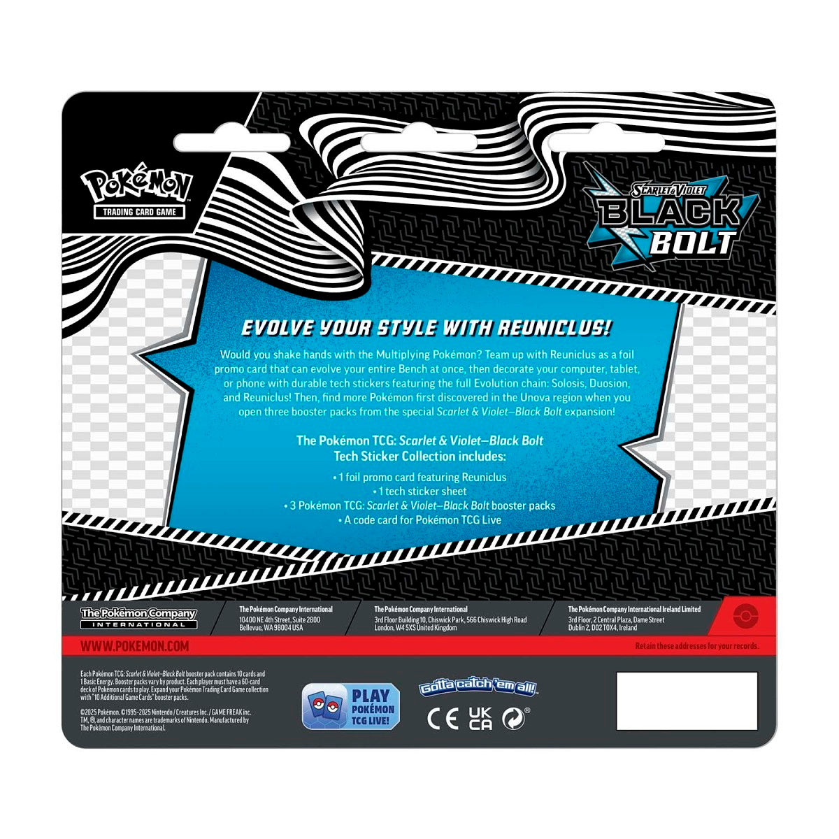 Pokémon TCG: Scarlet & Violet - Black Bolt - Reuniclus Tech Sticker Collection