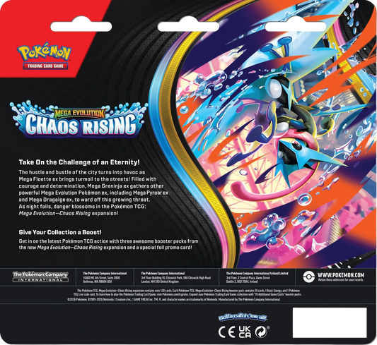 PREORDER: Pokémon TCG: Mega Evolution - Chaos Rising 3-Pack Blister