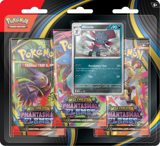 Pokemon TCG: Mega Evolution - Phantasmal Flames - 3-pak Blister - Weavil