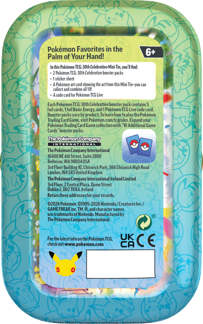 Pokemon TCG: 30th Celebration: Mini Tin Pikachu