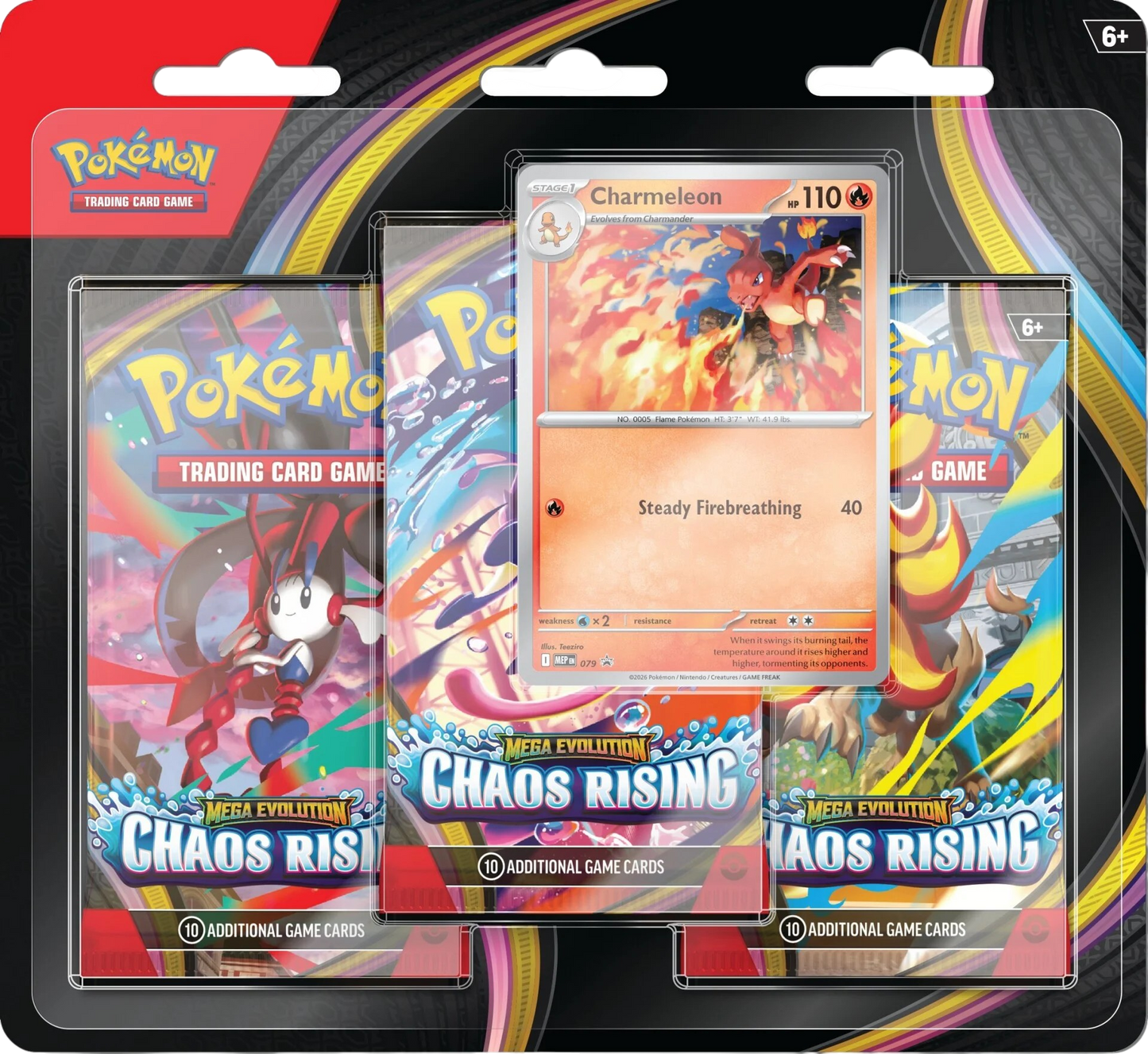 PREORDER: Pokémon TCG: Mega Evolution - Chaos Rising 3-Pack Blister