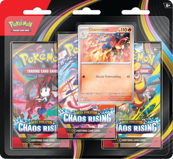 新品未開封　ポケカ　Chaos Rising 海外 Pokémon TCG: Mega Evolution - Chaos Rising 3-Pack Blister – Card