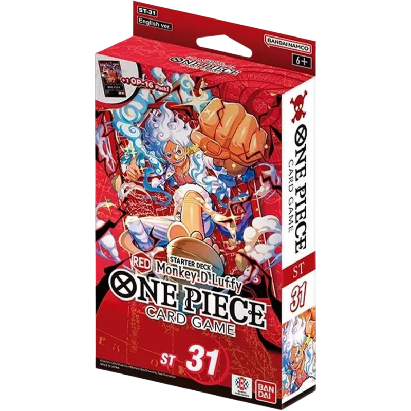 One Piece Card Game Starter Deck ST-31 featuring Red Monkey and D.Luffty, shown in its original red packaging with anime character artwork on a white background.