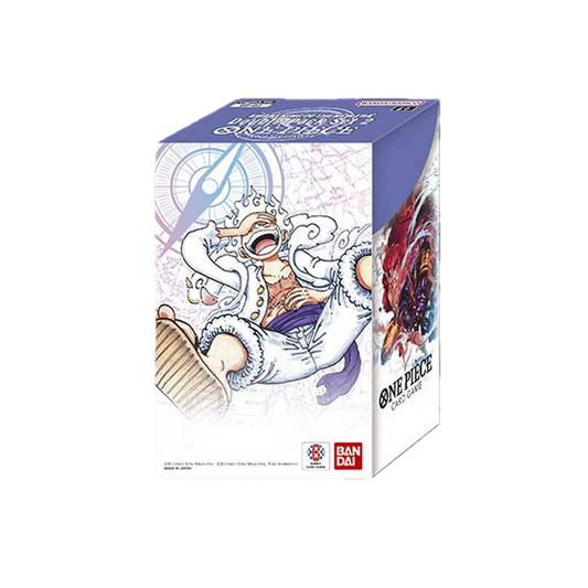 One Piece Card Game blind box by Bandai, featuring artwork of the character Ace with his sword on a white and purple background.