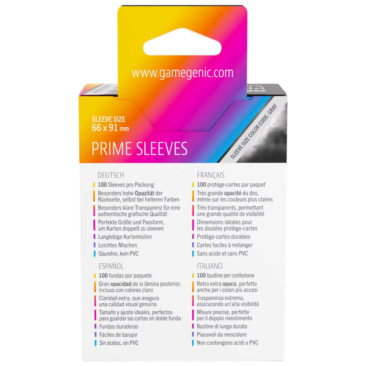 Prime Sleeves White 66x91