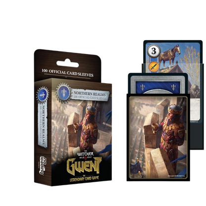 Witcher of the Clunt: Northern Realms official card game box shown beside several illustrated cards on a plain white background.